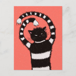 Evil Cat Winter Snowflakes Postkarte
