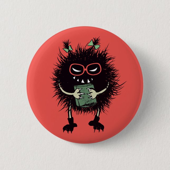 Evil Character Gothic Book Lover Button (Vorderseite)
