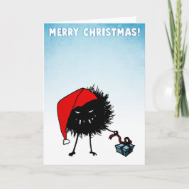 Evil Christmas Bug Opening Present Feiertagskarte