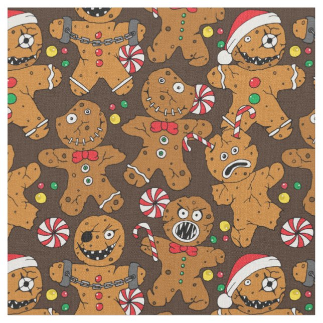 Evil Christmas Horror Movie Gingerbread Men Stoff (Nahaufnahme)