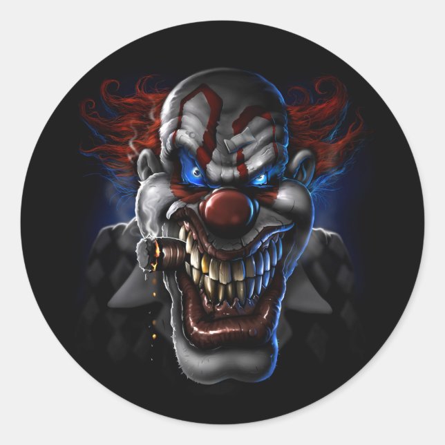 Evil Clown Face Runder Aufkleber (Vorderseite)