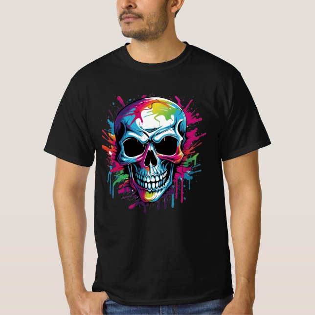 Evil Death Skull: Graffiti Colorful T - Shirt Art (Vorderseite)