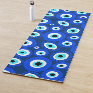 Evil Eye Abstrakt Blue White Pattern Yogamatte