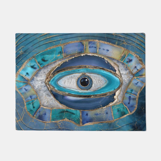 Evil Eye Amulet Agate und Gold Fußmatte (Vorderseite)