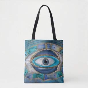 Evil Eye Amulet Agate und Gold Tasche