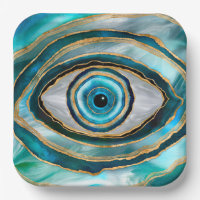 Evil Eye Amulet Aquarellmarmor und Gold