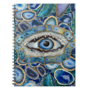 Evil Eye Amulet Blue Geodes und Crystals Notizblock