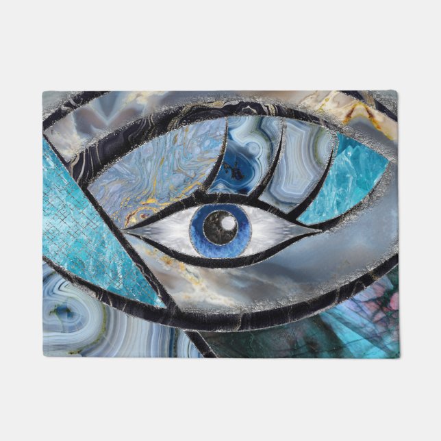 Evil Eye Amulet Mineral Textures Collage Fußmatte (Vorderseite)