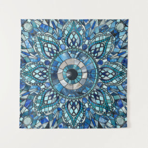 Evil Eye Amulet Mosaic Mandala Art Wandteppich