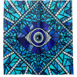 Evil Eye Amulet Mosaik Art Duschvorhang