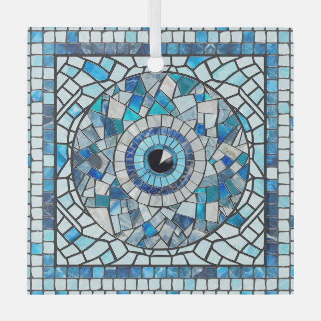Evil Eye Amulet Mosaik Art Ornament Aus Glas (Vorderseite)