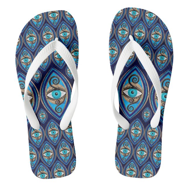 Evil Eye Amulet-Muster Flip Flops (Fußbett)
