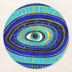 Evil Eye Amulet Ornament Runder Pappuntersetzer
