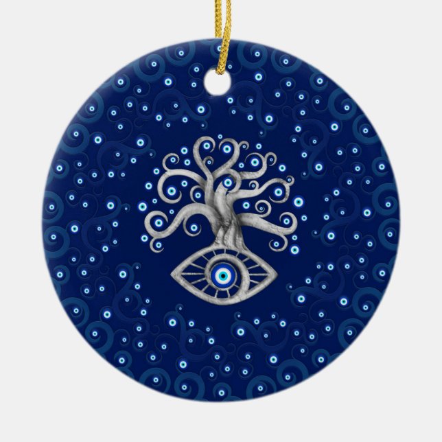 Evil Eye Amulet Tree Keramik Ornament (Vorne)
