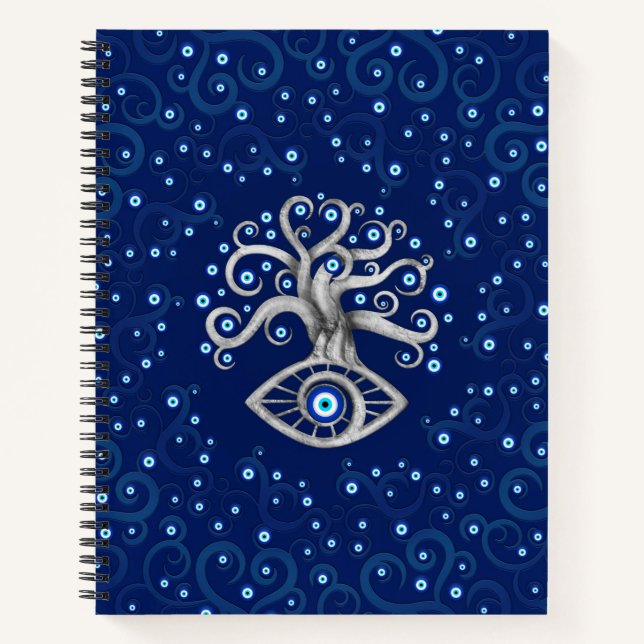 Evil Eye Amulet Tree Notizbuch (Vorderseite)