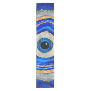 Evil Eye Aquarellfarbe und Gold Kurzer Tischläufer