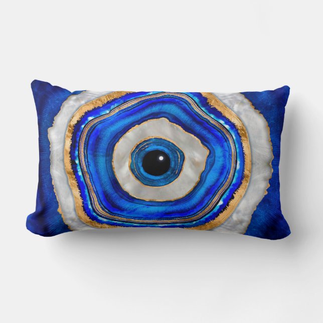 Evil Eye Aquarellfarbe und Gold Lendenkissen (Vorderseite)