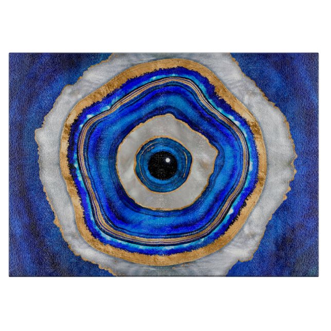 Evil Eye Aquarellfarbe und Gold Schneidebrett (Vorderseite)