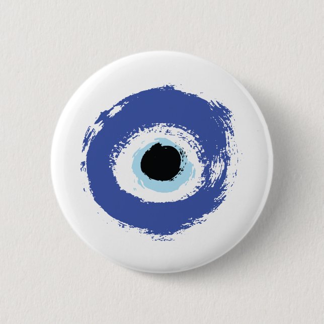 Evil Eye Artistic Blau Griechisch Button (Vorderseite)