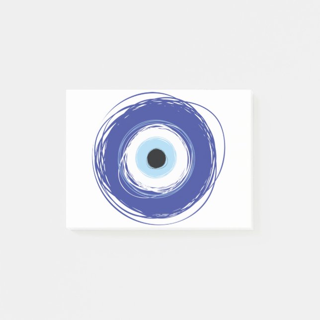 Evil Eye Artistic Blau Griechisch Post-it Klebezettel (Vorderseite)