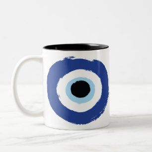 Evil Eye Artistic Blau Griechisch Zweifarbige Tasse