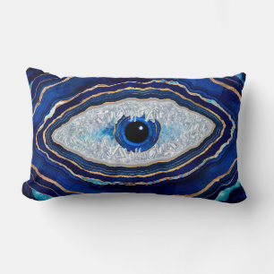 Evil Eye Blue Agate Geode Ditital Art Lendenkissen