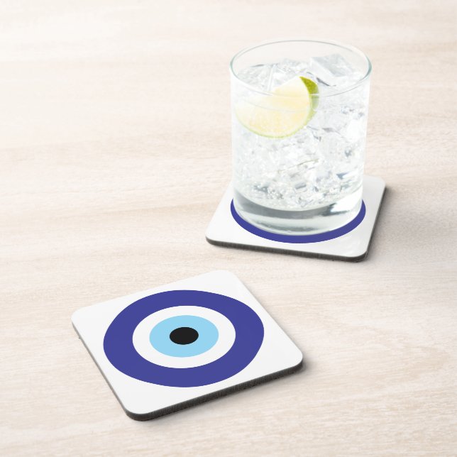 Evil Eye Blue Mati Circle Plastik Untersetzer Set (Rechte Seite)