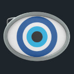 Evil Eye Blue Mati Griechisches Glück und Schutzsy Ovale Gürtelschnalle<br><div class="desc">Evil Eye Blue Mati griechisches Glück & Schutzsymbol Gürtelschnalle. Blue Mati Griechisch / Türkisch nazar Ikone für Schutz und viel Glück. Anpassen mit benutzerdefiniertem Text.</div>