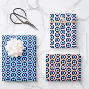 Evil Eye Blue Mati Muster Geschenkblätter Geschenkpapier Set