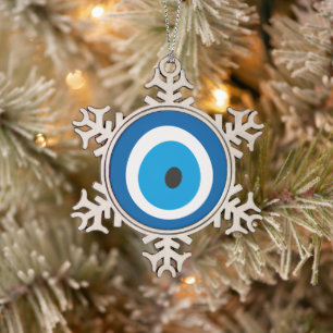 Evil Eye Blue Türkisch Evil Eye Charm Nazar Schneeflocken Zinn-Ornament
