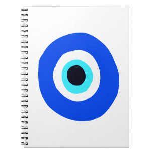 Evil Eye Blue White Moderne Griechische Symboldesi Notizblock