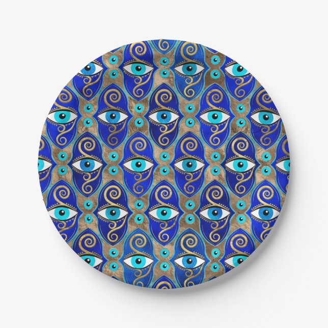 Evil Eye Charm Muster Pappteller (Vorderseite)