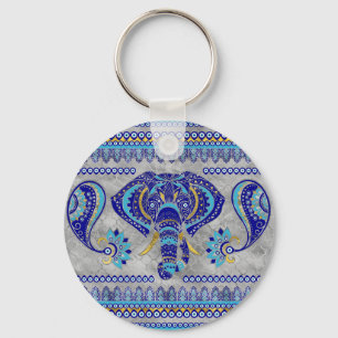 Evil Eye Elephant Ornamental Pattern Schlüsselanhänger