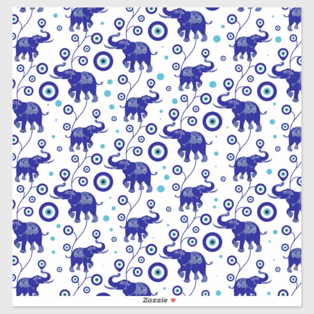 Evil Eye Elephant Viel Glück amulet Muster Aufkleber (Blatt)