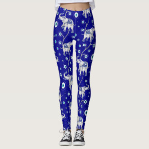 Evil Eye Elephant Viel Glück Amulet Muster Leggings