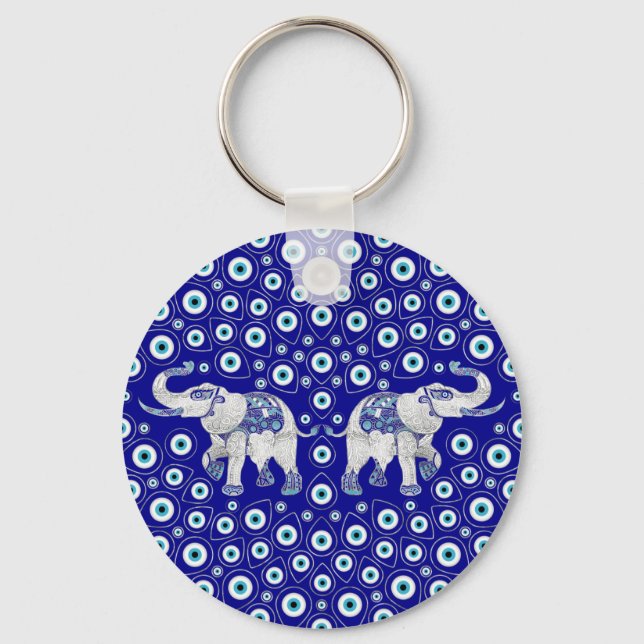 Evil Eye Elephant Viel Glück Charm Schlüsselanhänger (Vorderseite)