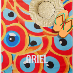 Evil Eye farbenfroh Red Blue Beach Handtuch