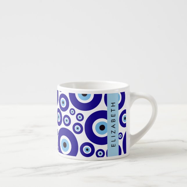 Evil Eye, Greek Eye, Turkish Eye, Mati, Your Name Espressotasse (Rechts)