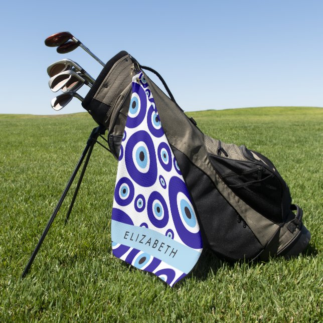 Evil Eye, Greek Eye, Turkish Eye, Mati, Your Name Golfhandtuch (Gras)