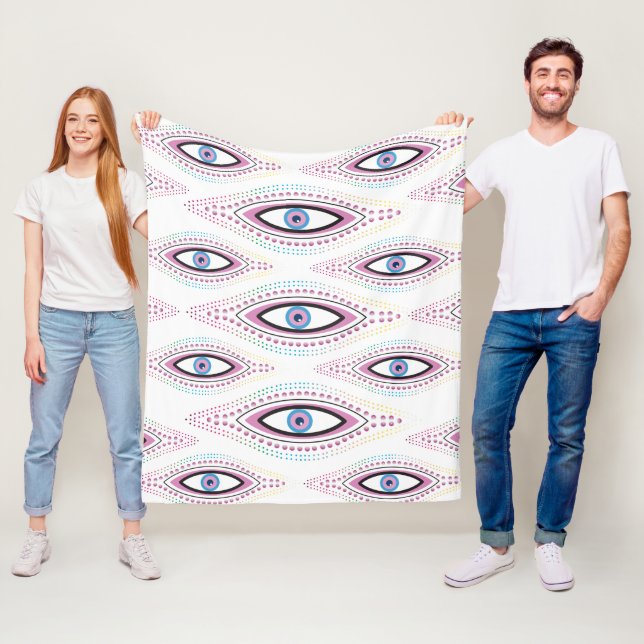 Evil Eye Happy Colorful Art Fleecedecke (Beispiel)