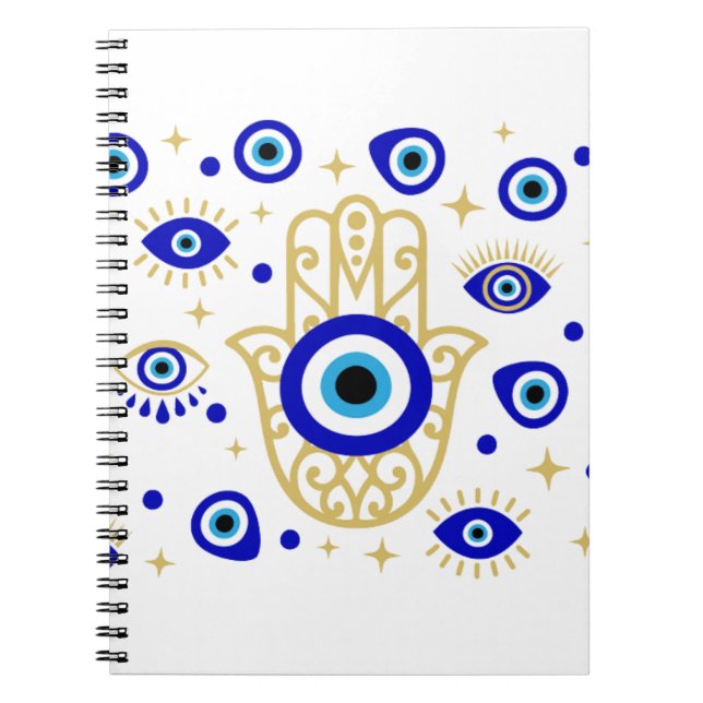 Evil Eye in Blue Notebook Notizblock (Vorderseite)