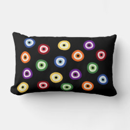Evil Eye in Regenbogenfarben Schwarzes Lumbalkisse Lendenkissen