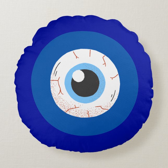 Evil Eye Max Ultra Blue- Rundes Kissen (Vorderseite)