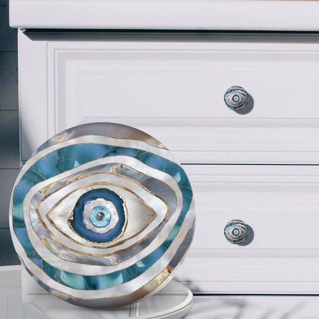Evil Eye Mineralien und Gold Keramikknauf (Von Creator hochgeladen)