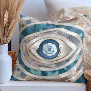 Evil Eye Mineralien und Gold Kissen