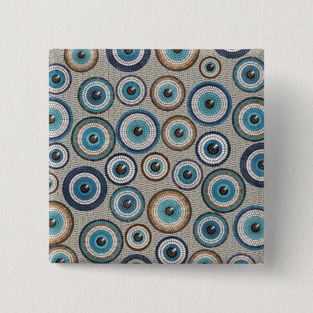 Evil Eye Mosaic Tile Pattern Button (Vorderseite)