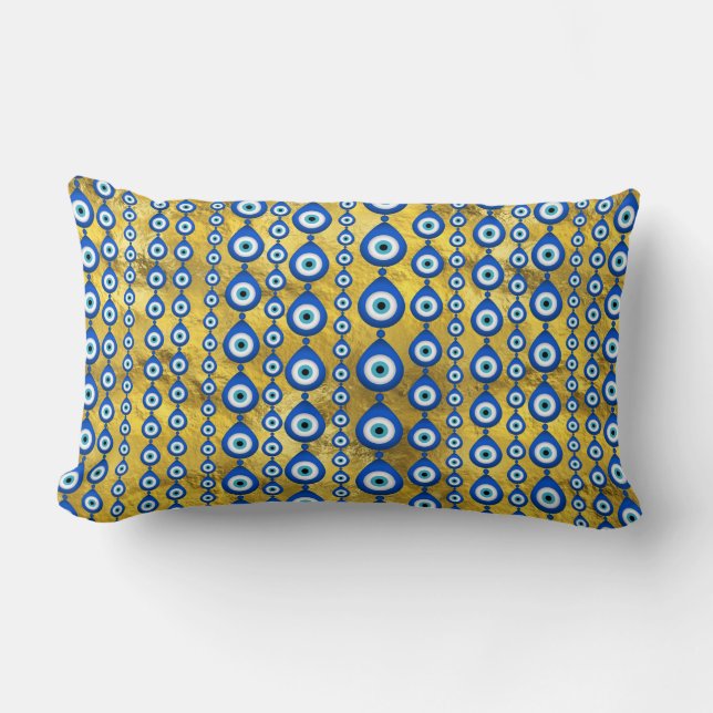 Evil Eye Muster auf goldener Textur Lendenkissen (Vorderseite)
