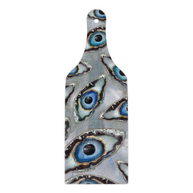 Evil Eye Muster Geodes und Kristalle auf Perle Schneidebrett (Vorderseite)