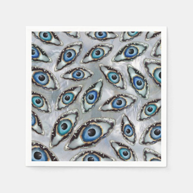 Evil Eye Muster Geodes und Kristalle auf Perle Serviette (Vorderseite)