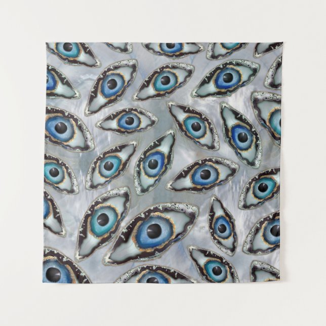Evil Eye Muster Geodes und Kristalle auf Perle Wandteppich (Vorderseite)